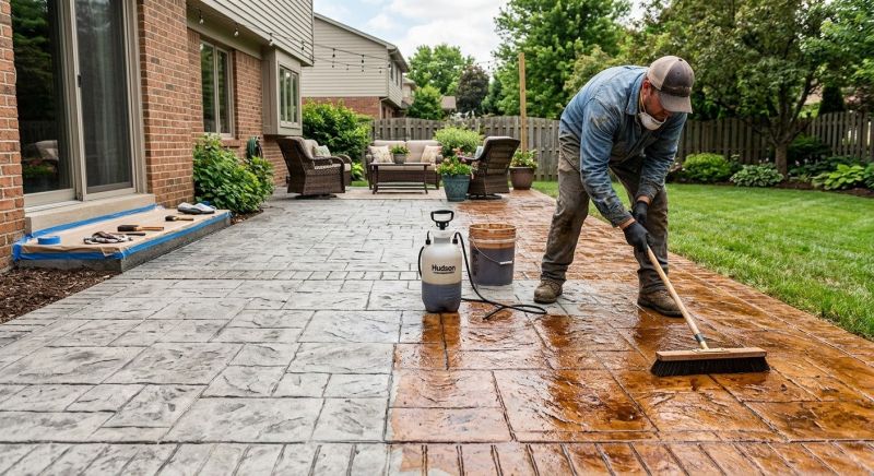 Concrete Patio Staining in Dallas, TX