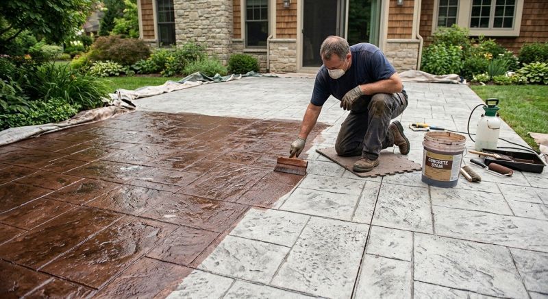 Stamped Concrete Staining in Fort Worth, TX